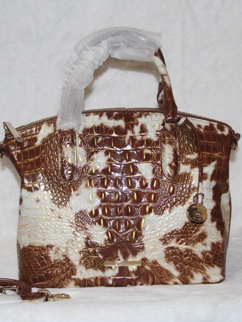 NWT BRAHMIN Duxbury Satchel Summer Rodeo Western Cow print Melbourne Leather